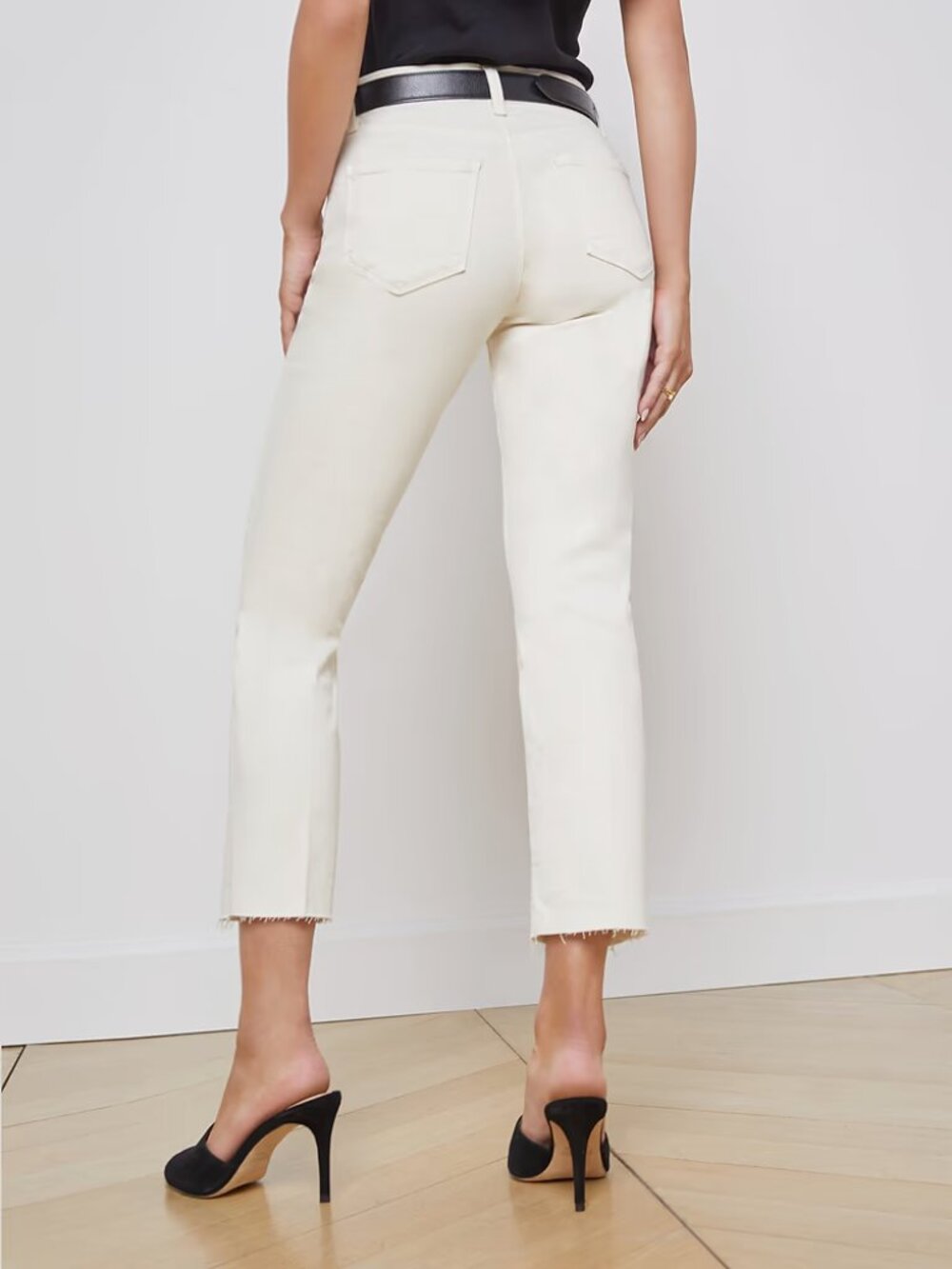 L'AGENCE JEANS SADA High Rise Slim-Leg Cropped Jean in Vintage White 28 CASUAL